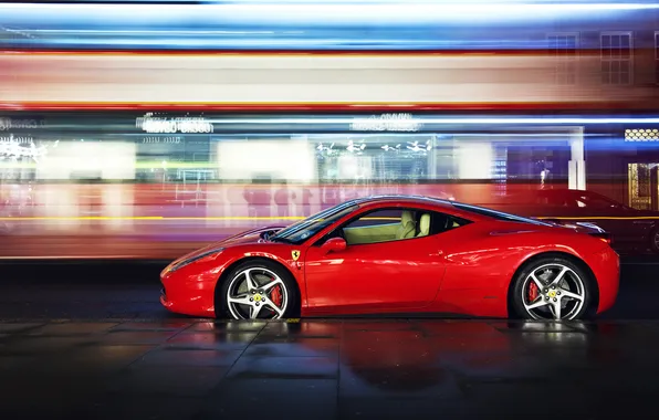 Night, street, supercar, Ferrari, ferrari 458 italia