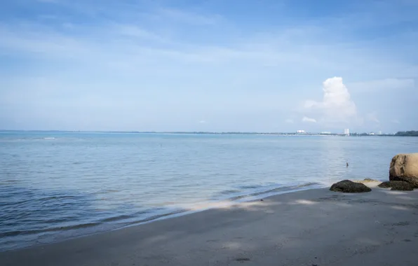 White, beach, sea, blue, sand, malaysia, relaxing, kuantan