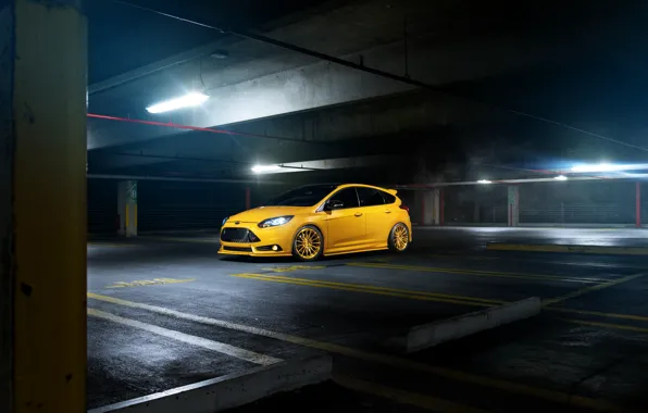 Picture Ford, focus, Parking, Focus, Ford, yellow, frontside