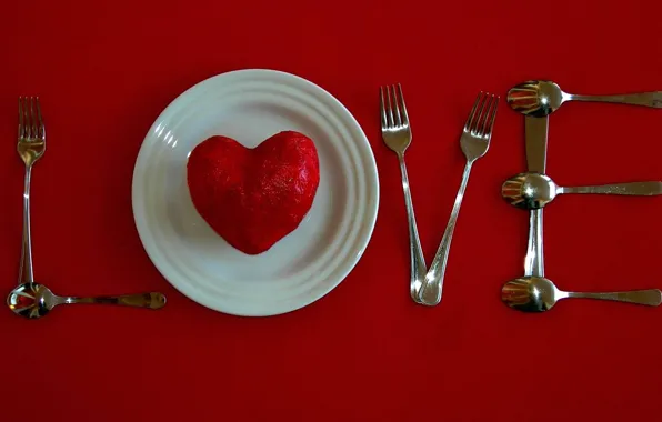 Heart, plate, spoon, plug