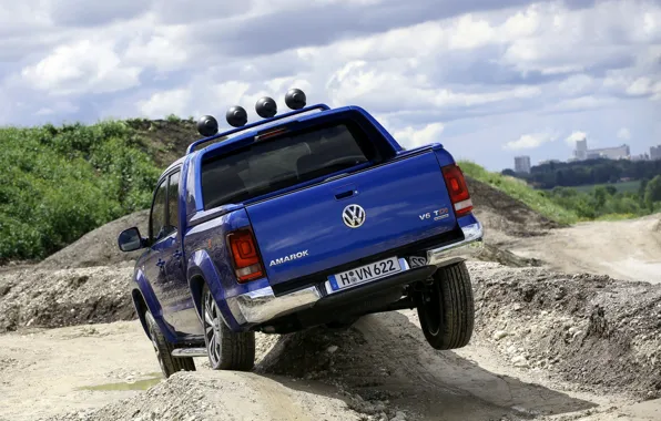 Picture blue, Volkswagen, pickup, Amarok, Double Cab, feed, 2016, Aventura