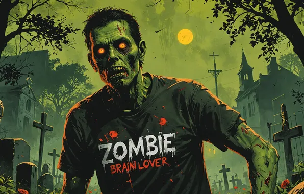 Crosses, t-shirt, zombies, cemetery