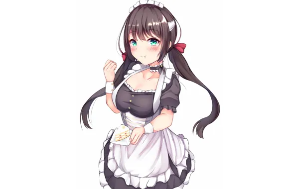 Girl, sexy, cleavage, green eyes, long hair, dress, boobs, anime