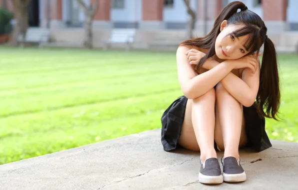 Picture summer, eyes, girl, legs, sitting
