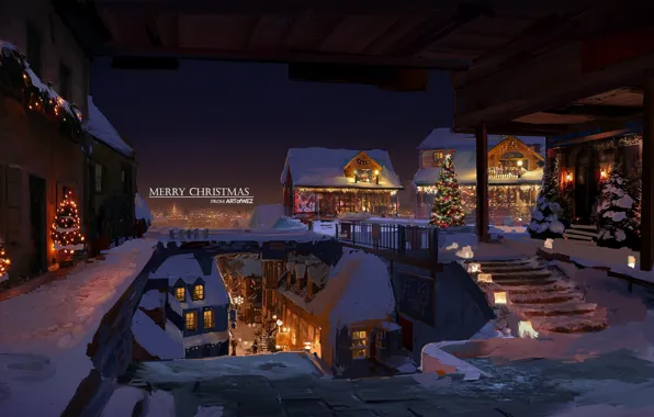 Winter, the city, tree, Christmas