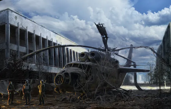 The city, building, helicopter, Stalker, Pripyat