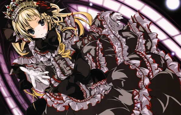 Crown, dress, bow, Princess, gesture, ruffles, the fluffy skirt
