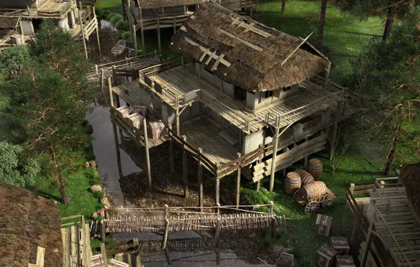 Forest, boat, structure, pond, ABANDONED HOUSES