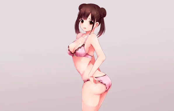 Picture girl, sexy, lingerie, ass, bra, cleavage, panties, brown hair