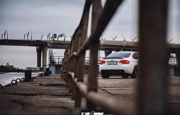 Car, machine, auto, bridge, city, fog, race, bmw