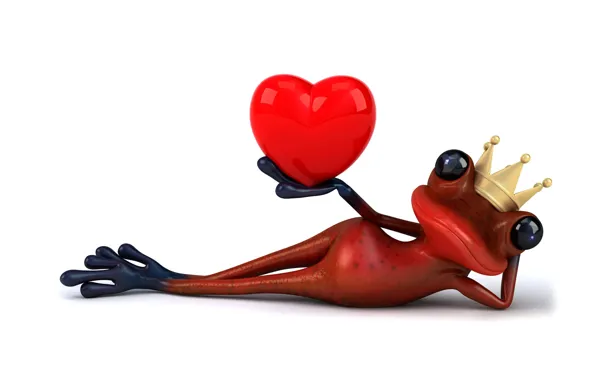 Frog, love, heart, frog, funny, prince