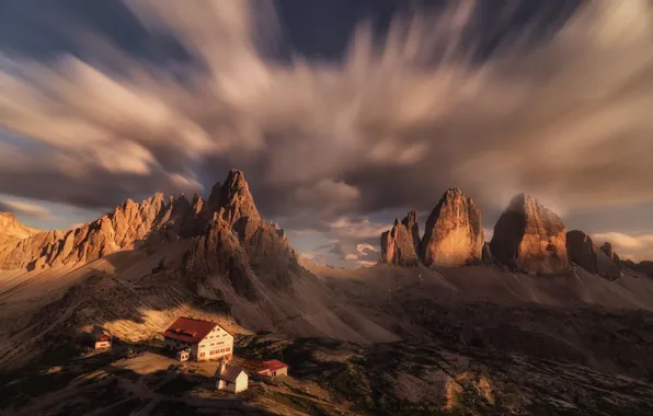 Picture the sky, clouds, landscape, mountains, nature, home, Italy, the Dolomites