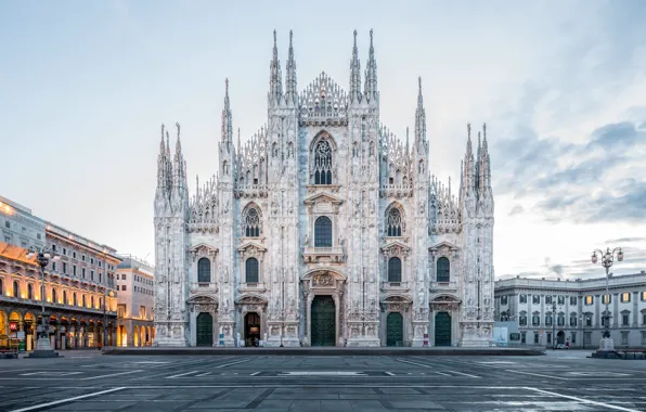 The sky, clouds, lights, lights, area, Italy, architecture, Milan