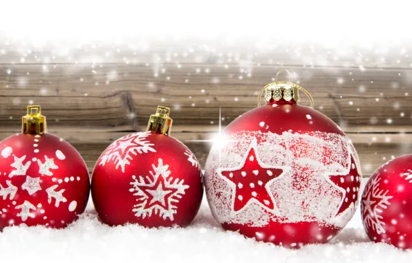 Winter, balls, Christmas, red, New year, Christmas, Winter, New Year
