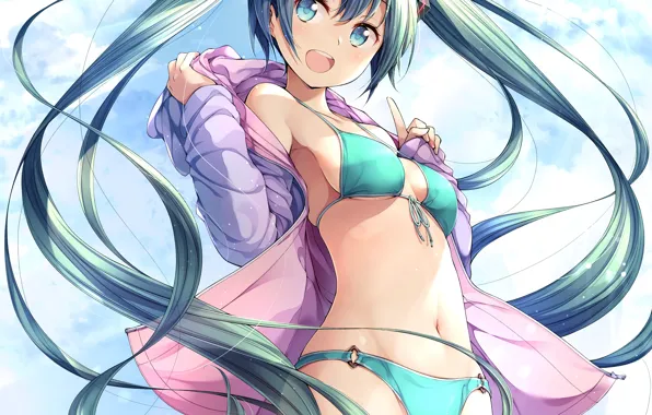 Girl, sexy, vocaloid, hatsune miku, cleavage, long hair, boobs, anime