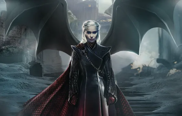 Girl, Wings, Fantasy, Game of Thrones, Game of thrones, Daenerys Targaryen, Daenerys Targaryen, Character
