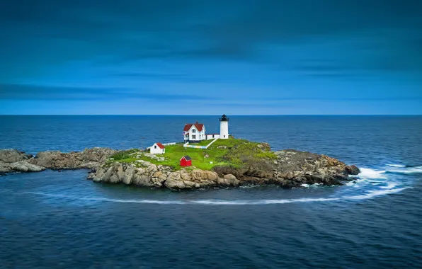 Lighthouse, island, USA, Man, Nubble Lighthouse