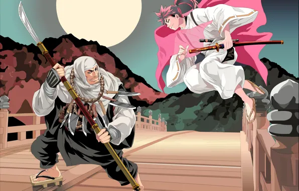 Red, sword, red hair, anime, katana, fight, ken, redhead