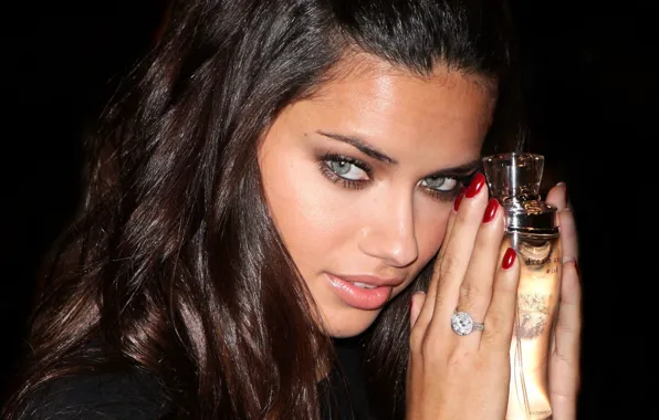 Look, girl, perfume, makeup, Adriana Lima, bottle