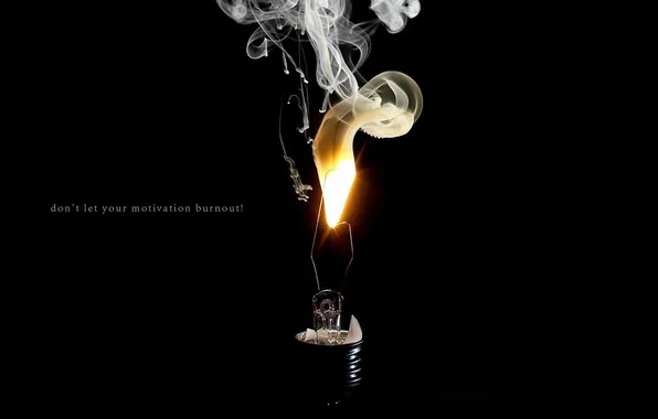 Light bulb, smoke, thread, base