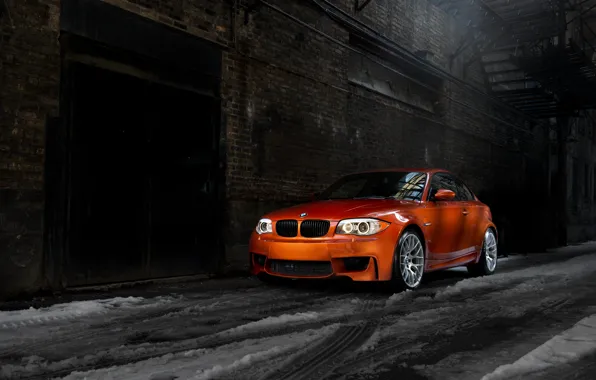 Night, orange, BMW, BMW, orange, 1 series, E82