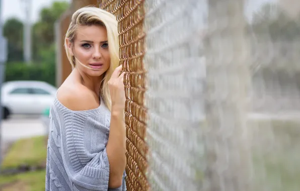 Look, girl, the fence, blonde