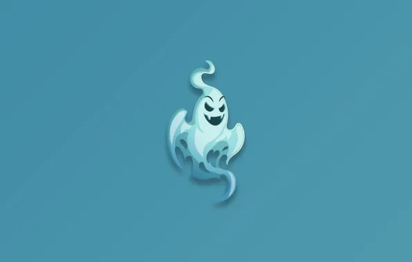 Picture Ghost, minimalism, fear, blue background, digital art, artwork, scary, simple background