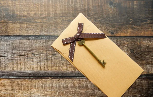 Key, bow, widescreen, background, фон background, the envelope, the Wallpapers, decor