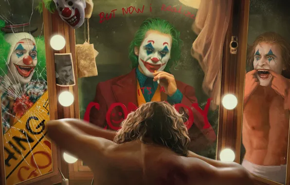 Smile, mirror, art, Joker, art, Joker, Joaquin Phoenix, Joaquin Phoenix