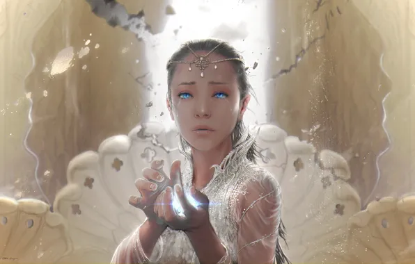 Picture girl, decoration, magic, hands, tears, fantasy, art, The neverending story