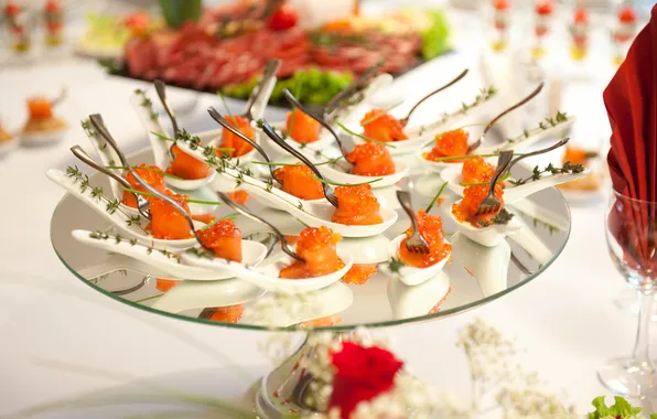Food, red caviar, appetizer