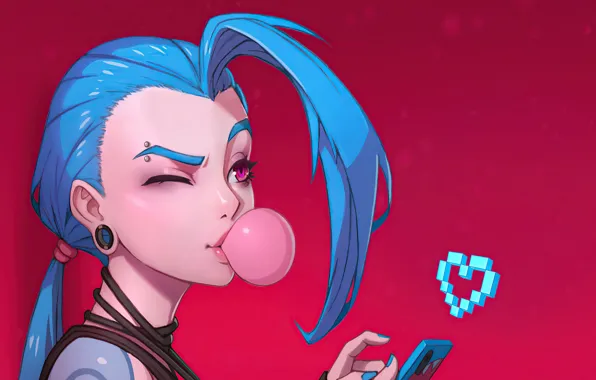 Picture love, dreams, the game, piercing, phone, love, game, blue hair