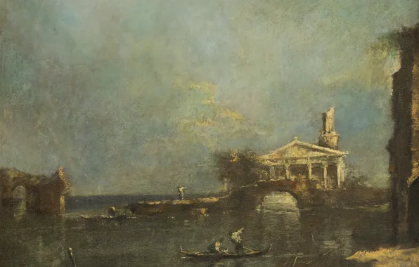 Landscape, oil, canvas, Francesco Guardi, Francesco Guardi, 1800, Laguna in Venice