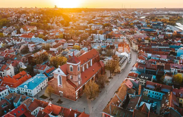 Picture Sunrise, Lithuania, Kaunas old town