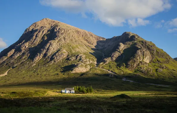 Summer, the sky, light, trees, landscape, mountains, nature, house