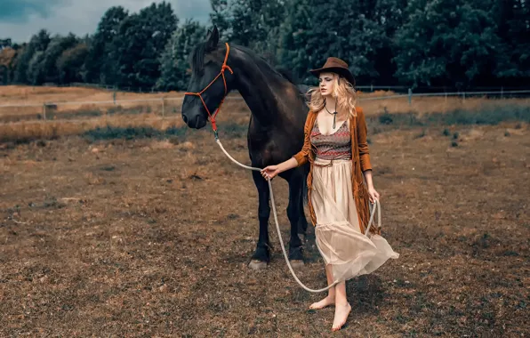 Girl, horse, Damian Feather, navajo county