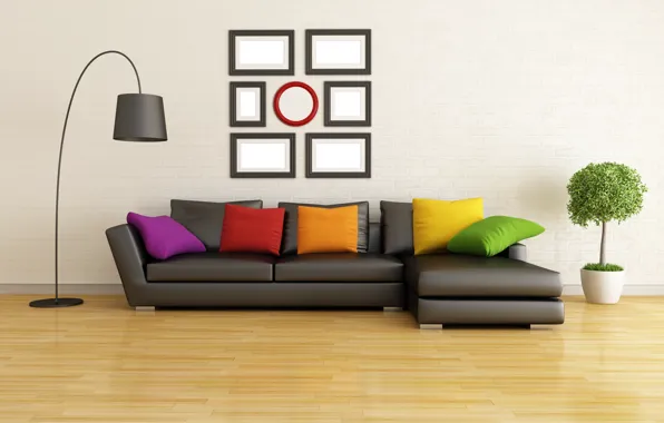 Picture sofa, interior, pillow, interior, couch, pillows, lamb, stylish design