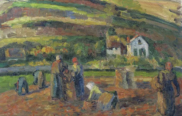 Picture, genre, Camille Pissarro, The Harvest Of Potatoes. PONTOISE