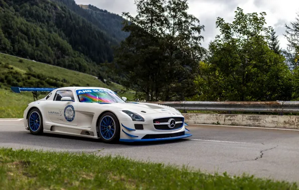 Mercedes, SLS, White, GT3R