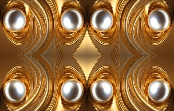 Gold, design, silk, pearl beads