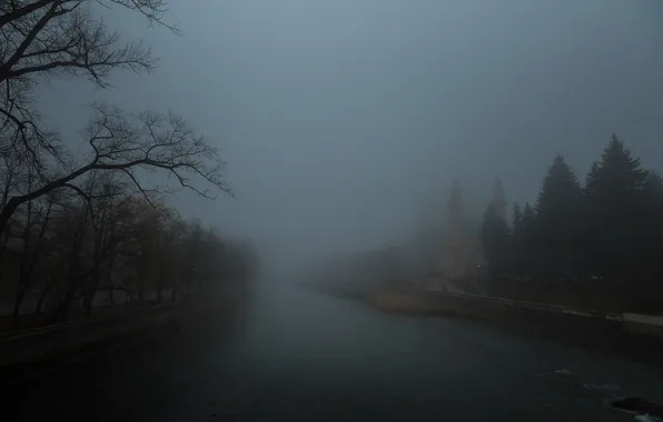 Fog, Vladikavkaz, Sunni Mosque, Batraz Tabuev, the Terek River