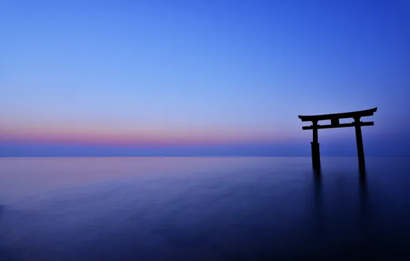 Sea, the sky, sunset, blue, the ocean, the evening, Japan, horizon