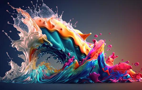 Picture squirt, abstraction, paint, bright, splash, render