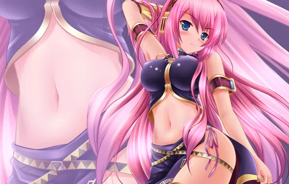 Girl, sexy, Vocaloid, blouse, pink hair, erect nipples, long hair, boobs