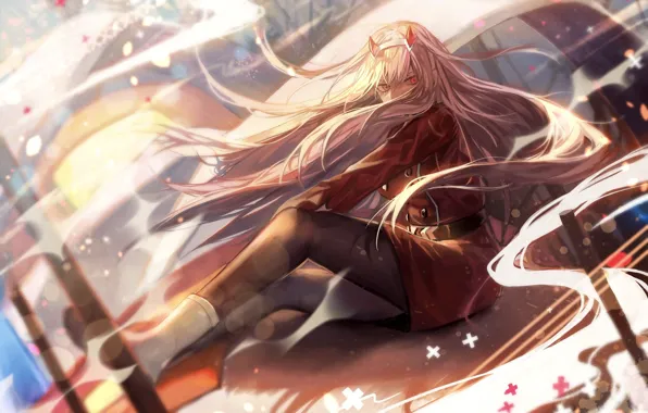 Girl, anime, art, long hair, 002, Darling In The Frankxx, Cute in France