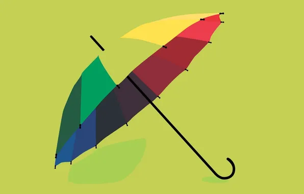 Yellow, red, green, umbrella, minimalism, umbrella, color