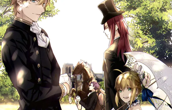 Girl, umbrella, guys, characters, the saber, Fate / Grand Order, The destiny of a great …