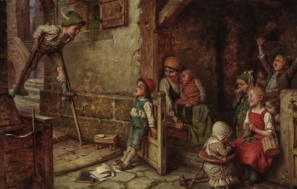 German painter, German painter, Hermann von Kaulbach, Hermann von Kaulbach, Boy on stilts, The Stilt …