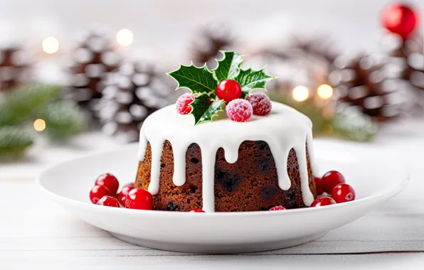 Leaves, berries, table, Board, fruit, plate, stains, Christmas