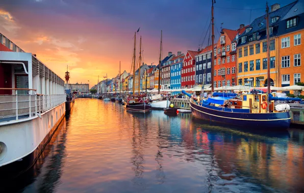 Boat, ship, home, Denmark, channel, Copenhagen